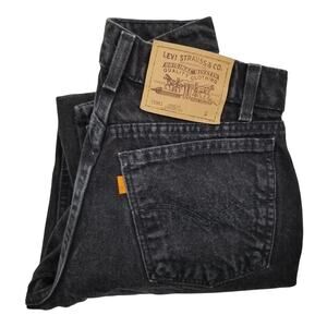 VINTAGE LEVI'S 961 Loose Fit Orange Tab 1996 Black 100% Cotton - 6 Short